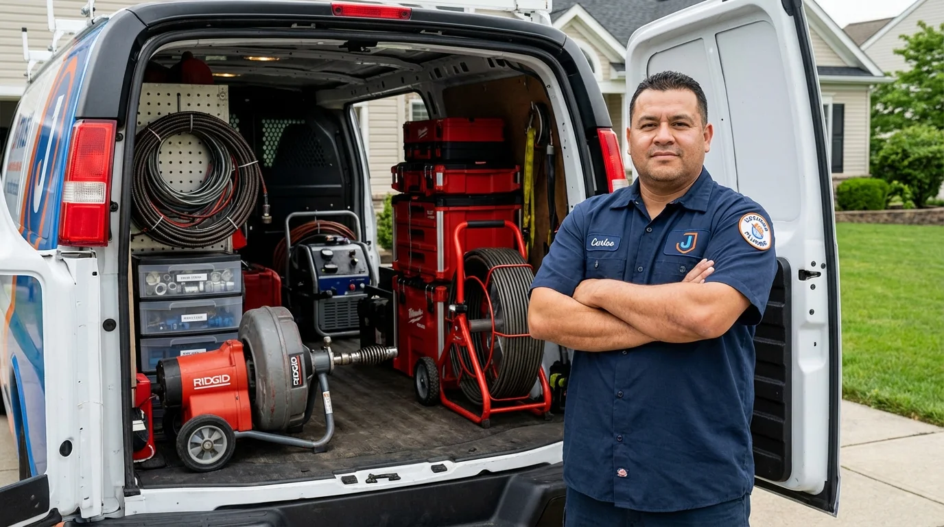 Professional drain cleaning equipment and Johns Plumbing LLC plumber in Woodsboro